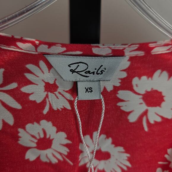 Rails Helena Cardinal Dress Daisy Floral Pink White Short Sleeve Button Front XS - Picture 3 of 9